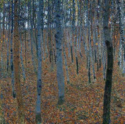 山毛榉林一号`Beech Grove I by Gustav Klimt