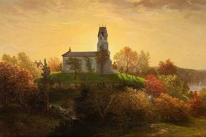 圣玛丽在高地，加里森，纽约`St. Marys in the Highlands, Garrison, New York (1865) by Louis Lang