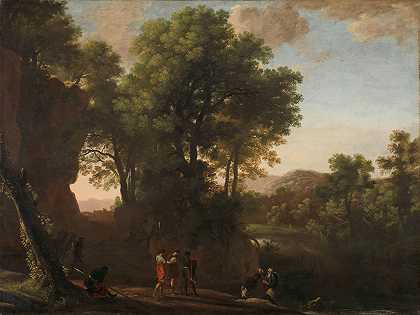 带着宦官洗礼的风景`Landscape with the baptism of the eunuch (1630 ~ 1639) by Herman van Swanevelt