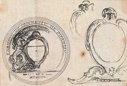 硬币的设计皮卡德商业中心初稿`Design for a Coin; Chambre du Commerce de Picarde; First Draft (ca. 1761) by Hubert-François Gravelot