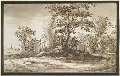 林间农场`Farms between Trees (17th century) by Gillis Neyts