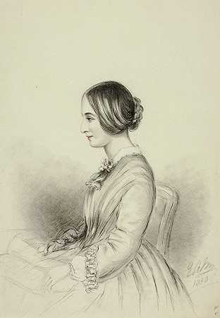 塞琳娜（奎因）马卡姆肖像`Portrait of Selina (Quin) Markham (1850) by Elizabeth Murray