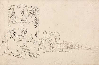 弗林特城堡`Flint Castle (ca. 1798) by Thomas Girtin