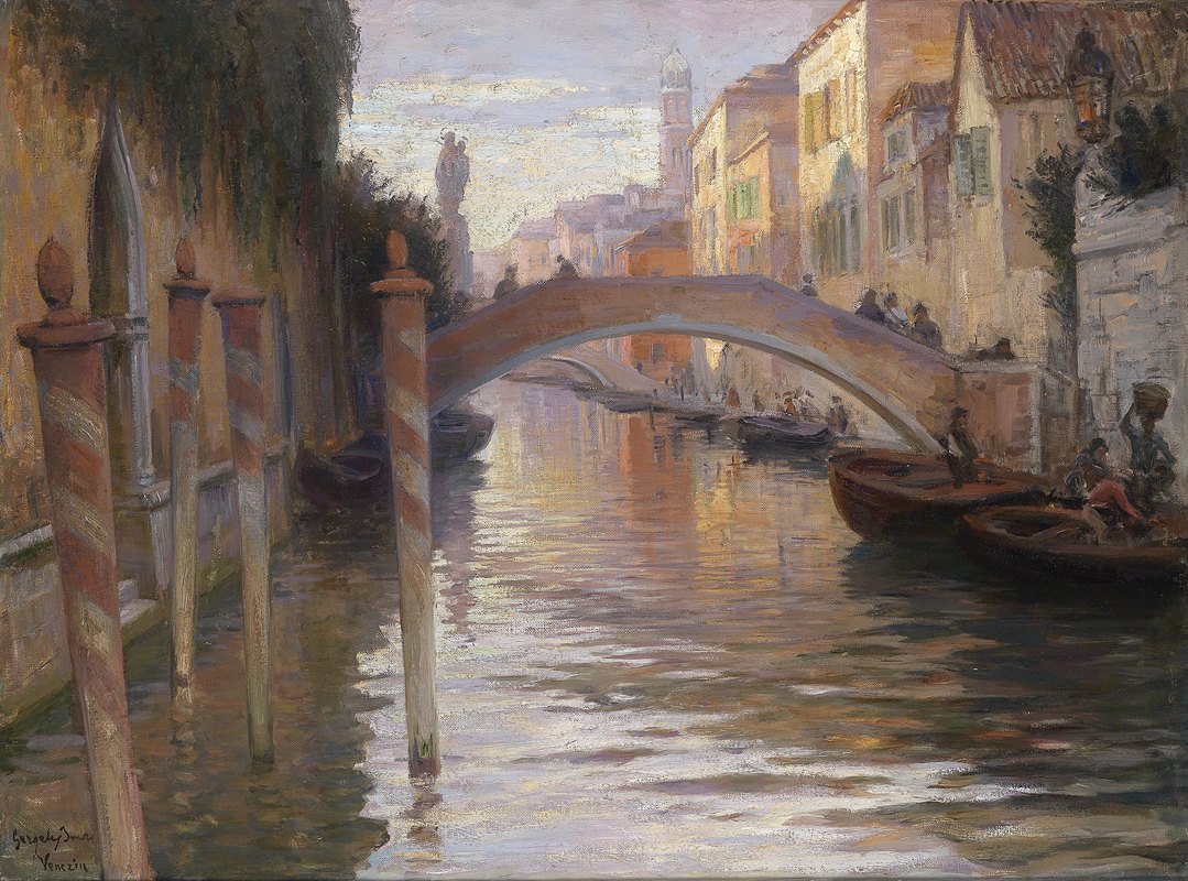 威尼斯的夜晚气氛`Abendstimmung in Venedig by Imre Gergely