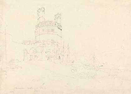 卡纳文城堡`Carnarvon Castle (1802) by Cornelius Varley