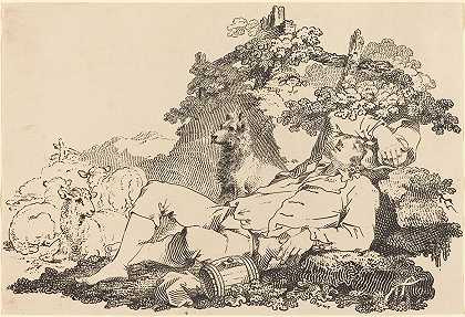 牧羊犬`Shepherd with Dog and Sheep (1806) by John Boyne