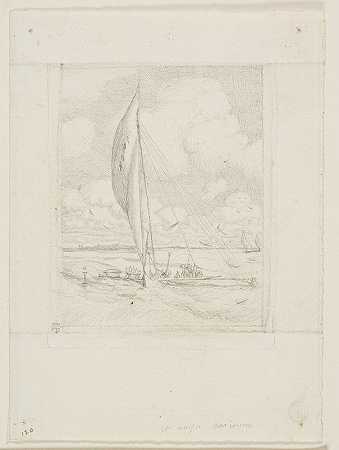 大洋洲马尔格雷夫群岛快速帆船项目`Swift~Sailing Proa, Mulgrave Archipelago, Oceania (1866) by Charles Meryon