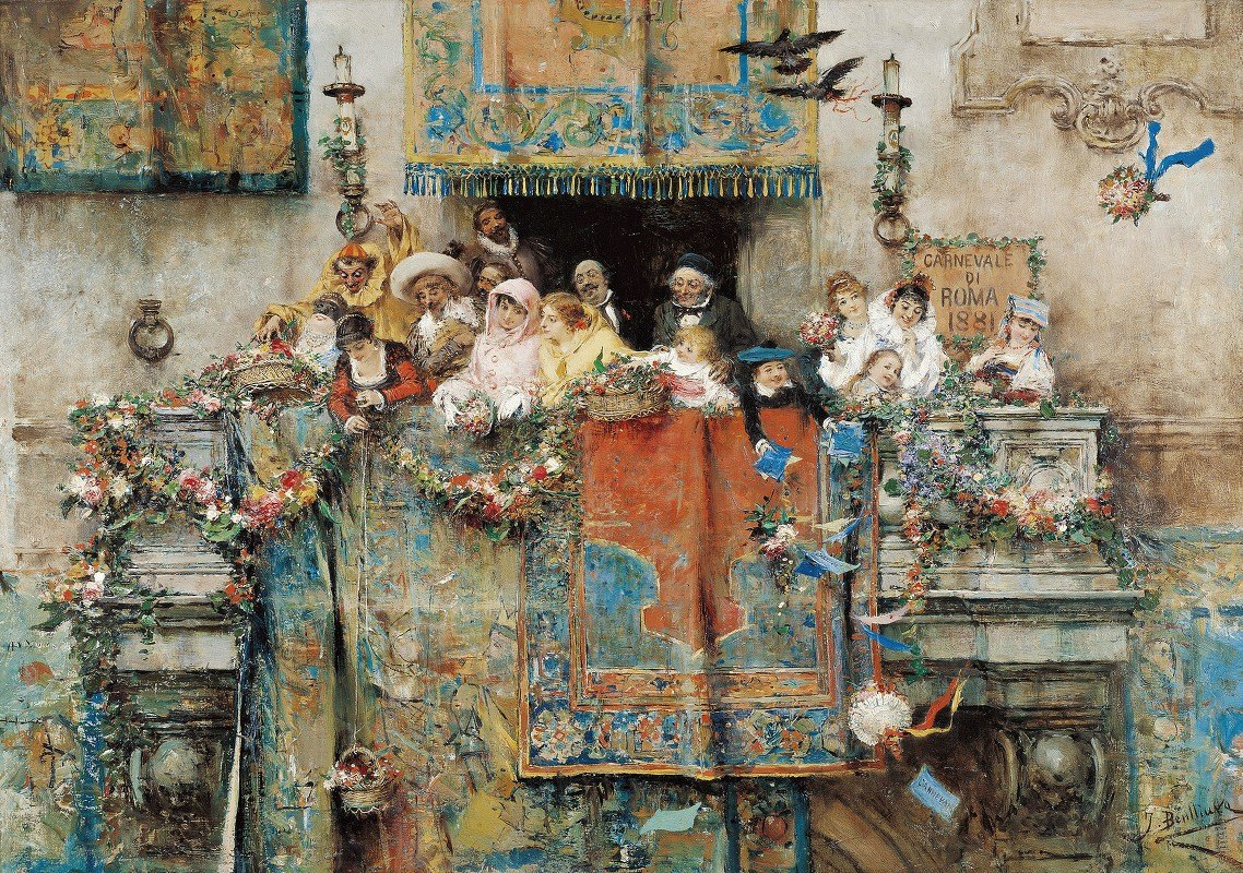 罗马狂欢节`The Carnival In Rome (1881) by José Benlliure y Gil