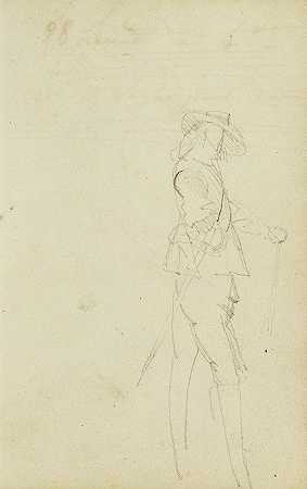 站立骑士`Standing cavalier (1812–1814) by Théodore Géricault