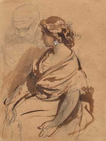 瓦伦斯的年轻女子`Young Woman from Valence (c. 1862) by Gustave Doré