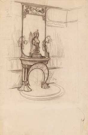 带有自然半身像的装饰壁炉`Cheminée décorative avec le buste de La Nature mucha fouquet (1900) by Alphonse Mucha