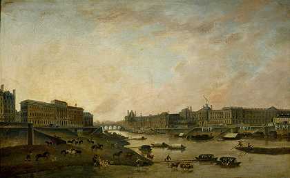 造币厂和卢浮宫，从新桥俯瞰，约1800年`LHôtel de la Monnaie et le Louvre, vus du Pont~Neuf, vers 1800 (1800) by Pierre-Antoine Demachy