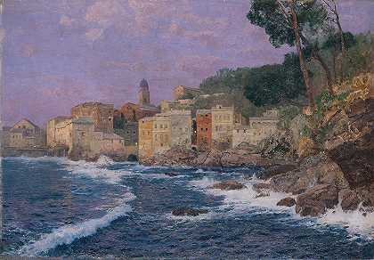 里维埃拉之城`Stadt an der Riviera (1897) by Alfred Zoff