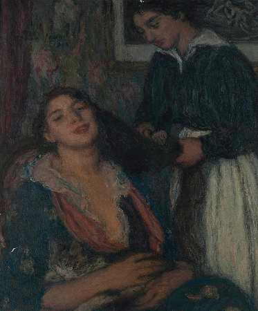 发型`La coiffure (1916) by Edmond Francois Aman-Jean