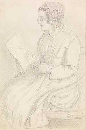 艺术家弗朗西斯·罗塞蒂的肖像母亲`Portrait of Frances Rossetti, the Artists Mother (1988) by Dante Gabriel Rossetti