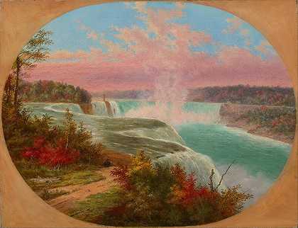 尼亚加拉的艺术家`The Artist at Niagara (1858) by Cornelius David Krieghoff