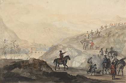 骑兵部队和营地随从在行动`Cavalry Troops and Camp Followers on the Move by Peter Tillemans