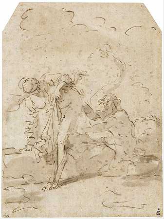格劳库斯和锡拉。`Glaucus and Scylla (circa 1661) by Salvator Rosa