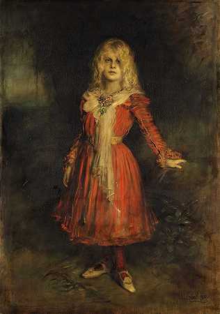 马里恩·伦巴赫（1892-1947），艺术家她女儿`Marion Lenbach (1892–1947), the Artists Daughter (1900) by Franz von Lenbach