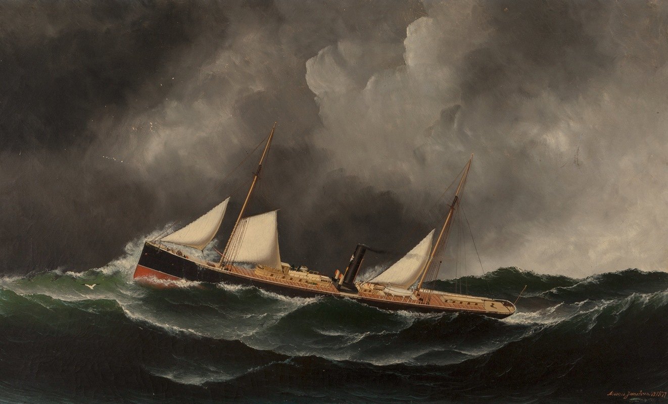 蒸汽船`Steam Ship (1877) by Antonio Jacobsen