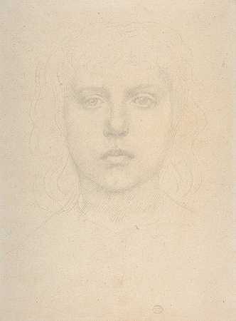 女孩的头`Head of a Girl (1837–1911) by Alphonse Legros