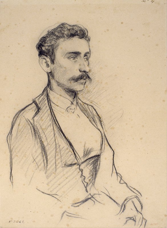 萨尔瓦多·罗伯特肖像`Portrait of Salvador Robert (1895~1897) by Santiago Rusiñol