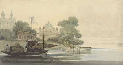 锡兰的一条河`A River in Ceylon by George Chinnery