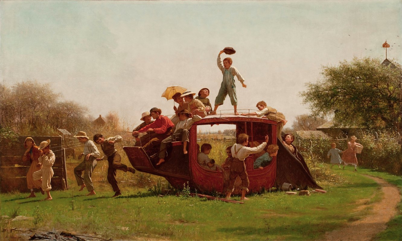 旧驿站马车`The Old Stagecoach (1871) by Eastman Johnson