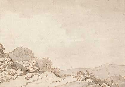 山顶上的小路`A Path on a Hilltop by Philippe-Jacques de Loutherbourg