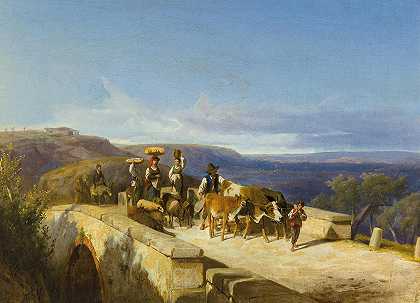 桥`Brücke (1867) by András Markó