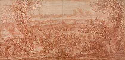 路易十四在坎布雷围城，从西南方向看（1677年3月20日至4月19日）`Louis XIV at the Siege of Cambrai, Seen from the South~West (March 20–April 19, 1677) (probably 1680s) by studio of Adam Frans van der Meulen