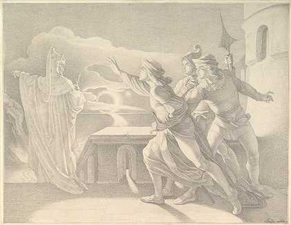 哈姆雷特和他父亲的鬼魂`Hamlet and the Ghost of his Father (mid~19th century) by Adam Vogler