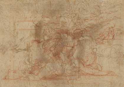 杰尔和西塞拉（诗）`Jael and Cisera (verso) (c. 1524~1527) by Parmigianino