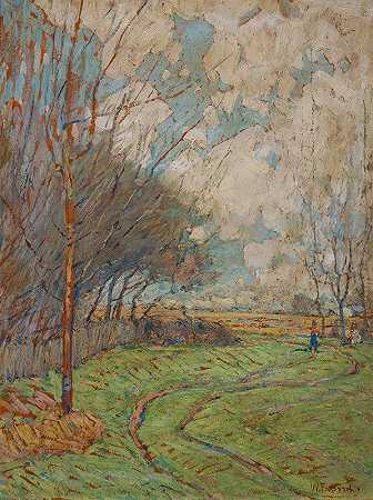 景观通往田野的道路`Landscape; Path to the Fields by William J. Forsyth