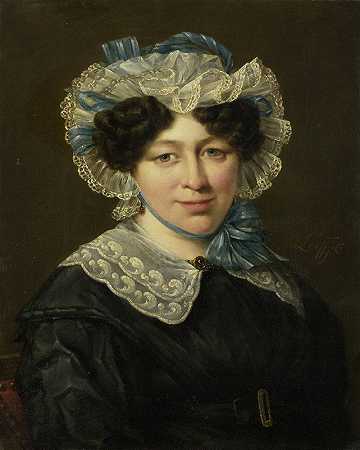 赫尔曼努斯·马丁努斯·伊克霍特的妻子玛丽亚·阿德里亚娜·范德斯鲁伊斯的肖像`Portrait of Maria Adriana van der Sluys, Wife of Hermanus Martinus Eekhout (1830 ~ 1838) by Hillebrand Dirk Loeff