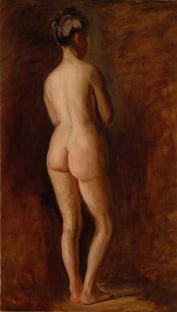 裸体站立女性（后景观）`Standing Female Nude (back view) (1908) by Thomas Eakins