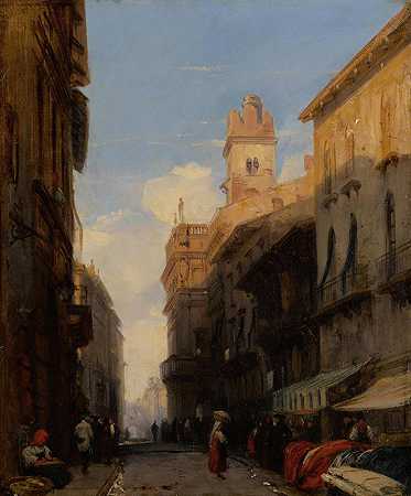 科索·桑特阿纳斯塔西娅，维罗纳`Corso SantAnastasia, Verona by Richard Parkes Bonington