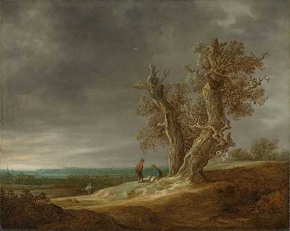 有两棵橡树的风景`Landscape with Two Oaks (1641) by Jan van Goyen