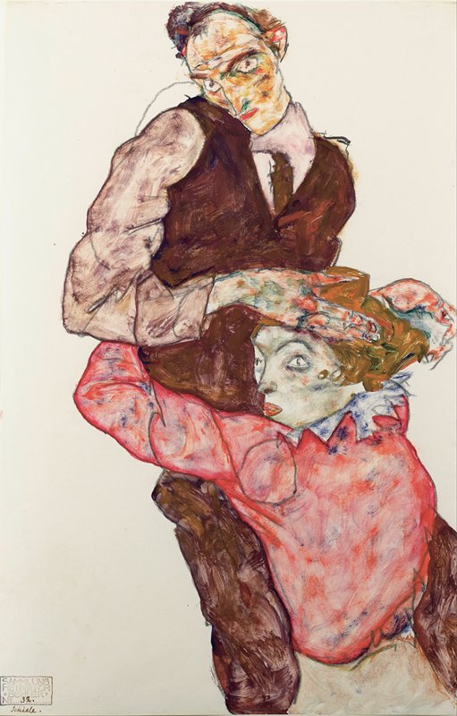 恋人`Lovers (1914) by Egon Schiele