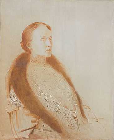 A.M.L.邦格·范德林登肖像`Portrait of A.M.L. Bonger~van der Linden (1905) by Odilon Redon