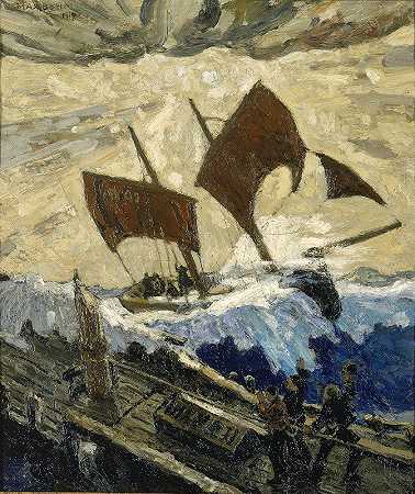 英吉利海峡的事件`An Incident on the English Channel (1919) by Max Bohm