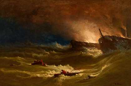海上悲剧`Tragedy at Sea (About 1864) by George Inness