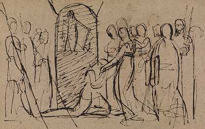 苏格兰女王玛丽行刑的研究`Study of Mary, Queen of Scots, Going to Execution by Benjamin Robert Haydon