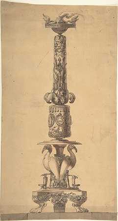 烛台的设计`Design for a Candelabrum (ca. 1826–37) by Edgar George Papworth Sr.