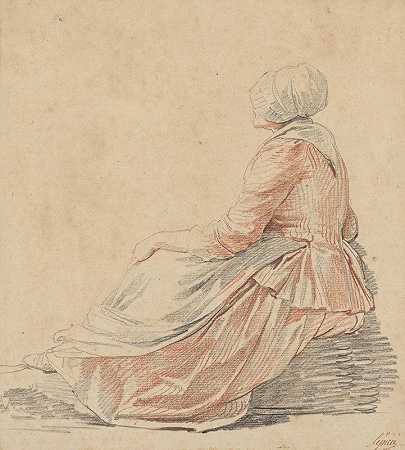 侧面坐着的女人`Seated Woman in Profile (1774) by Nicolas Bernard Lépicié