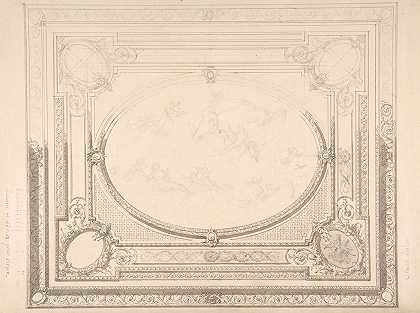 天花板的设计大沙龙`Design for a ceiling; the Grand Salon (19th Century) by Jules-Edmond-Charles Lachaise