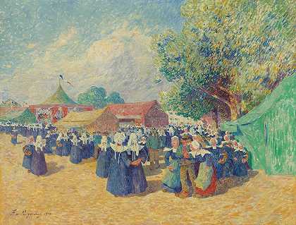 布列塔尼的狂欢节`Fête Foraine En Bretagne (1900) by Ferdinand du Puigaudeau