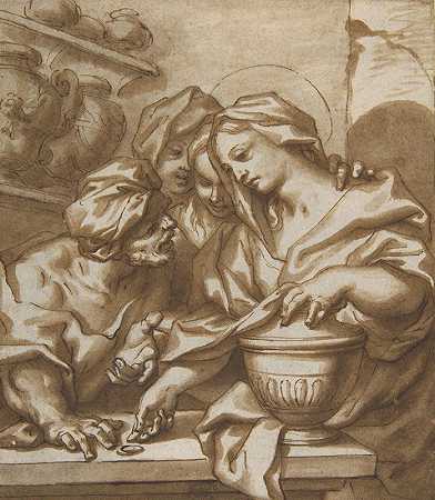 玛丽·玛格达伦买药膏`Mary Magdalen Buying Ointment (1666–1724) by Paolo Gerolamo Piola
