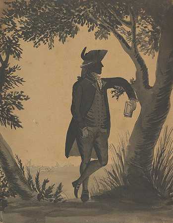 年轻人靠在树上看书`Young Man Leaning Against a Tree With a Book (ca. 1780–89) by William Wellings