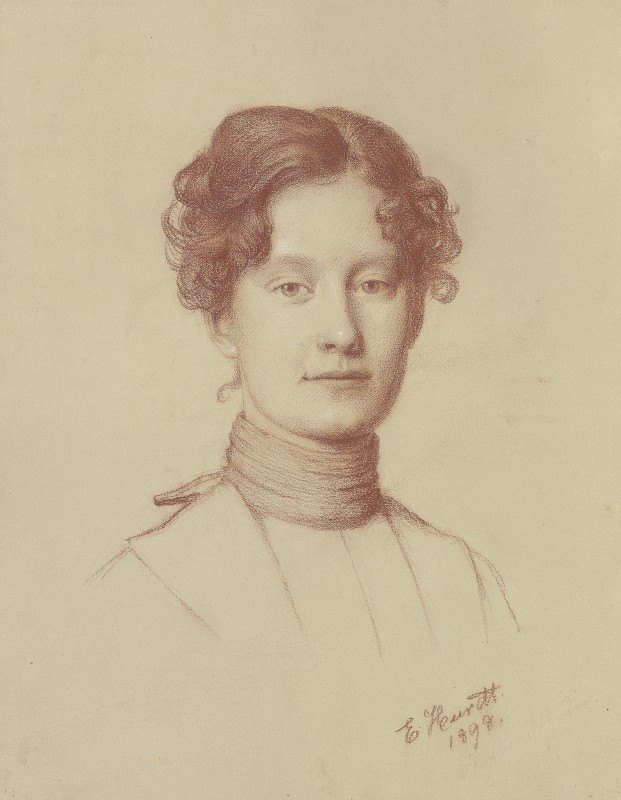 一位年轻女子的肖像`Bildnis einer jungen Frau (1898) by Emma Heerdt